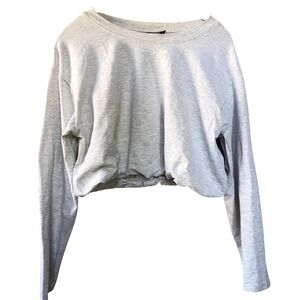 Jolie & Joy Heather Gray Cropped Long Sleeve Bubble Hem Top XL NWT